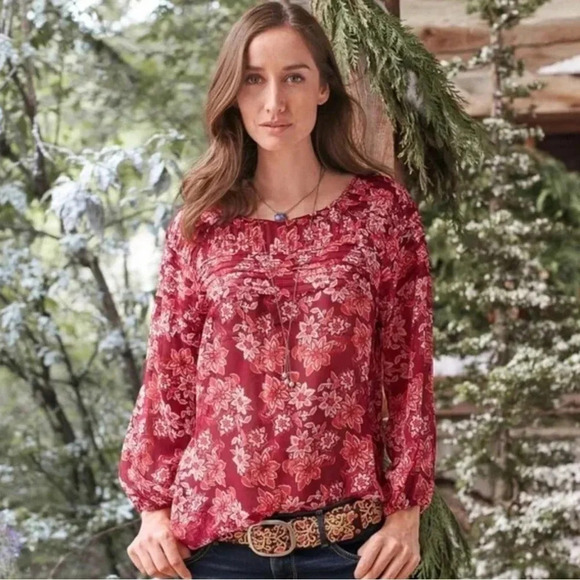 Sundance Tops - Sundance | 100% Silk Imperial Gardens Floral Semisheer Blouse
